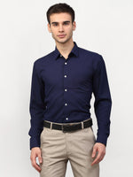 Thumbnail for Jainish Navy Blue Men's Solid Formal Shirts ( SF 777Navy ) - Distacart