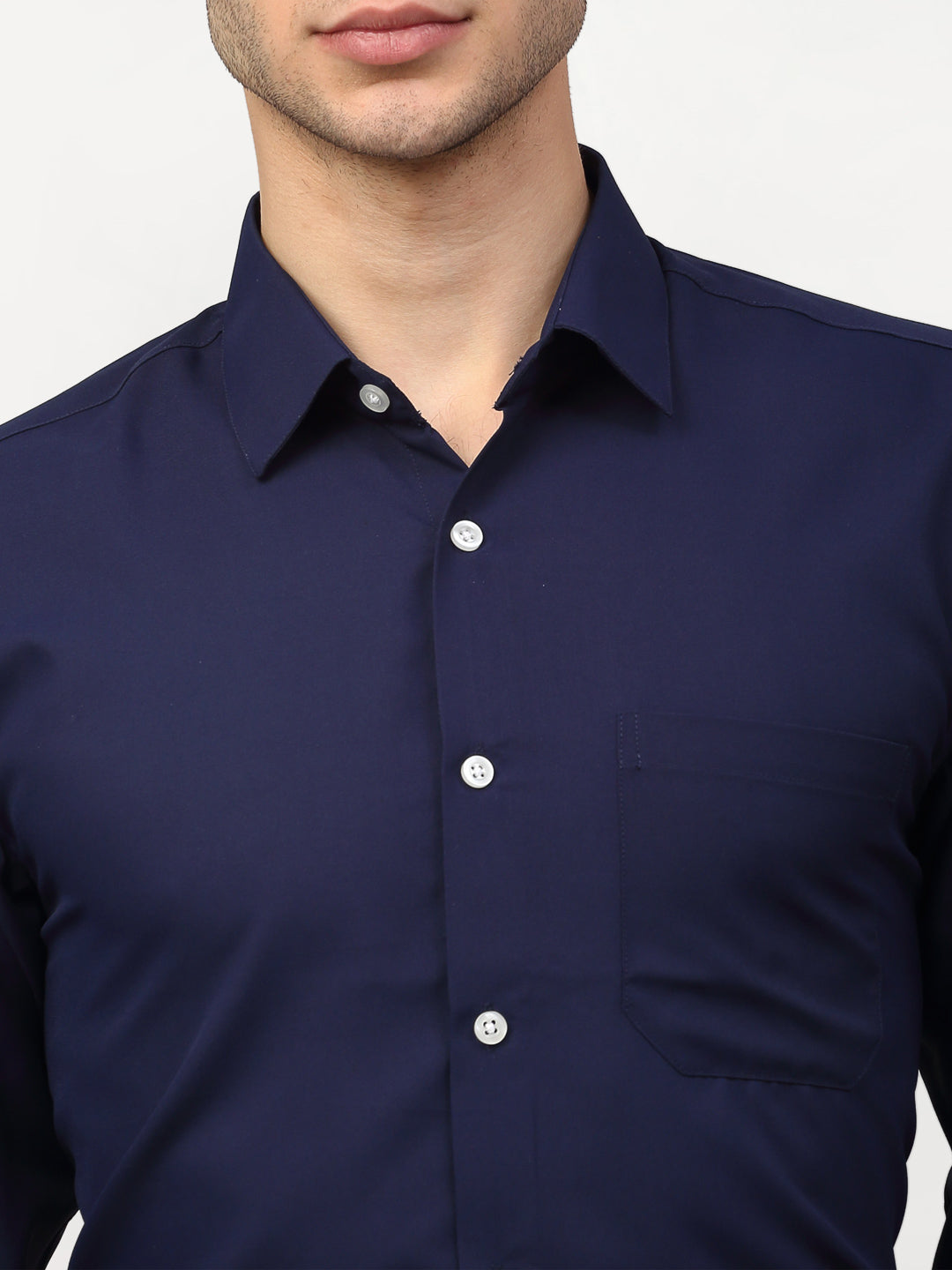 Jainish Navy Blue Men's Solid Formal Shirts ( SF 777Navy ) - Distacart