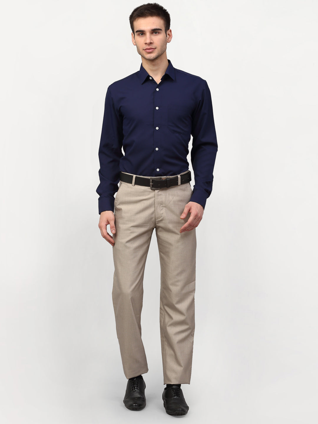 Jainish Navy Blue Men's Solid Formal Shirts ( SF 777Navy ) - Distacart