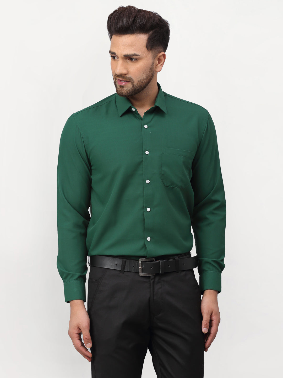 Jainish Olive Men's Solid Formal Shirts ( SF 777Olive ) - Distacart