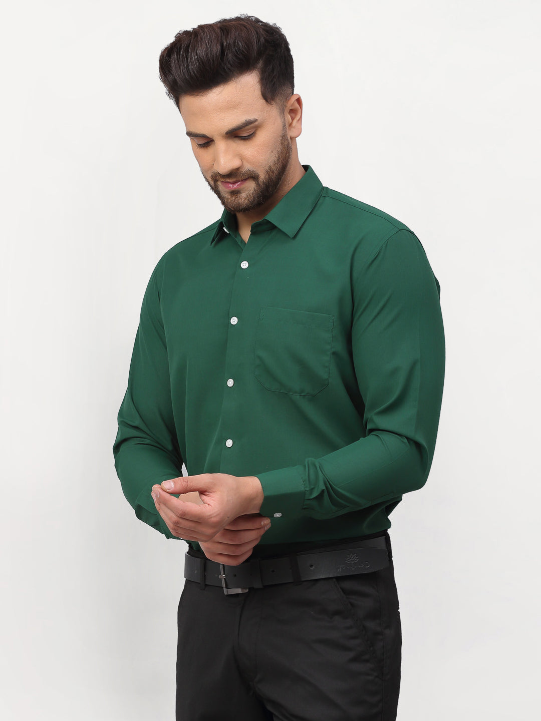 Jainish Olive Men's Solid Formal Shirts ( SF 777Olive ) - Distacart