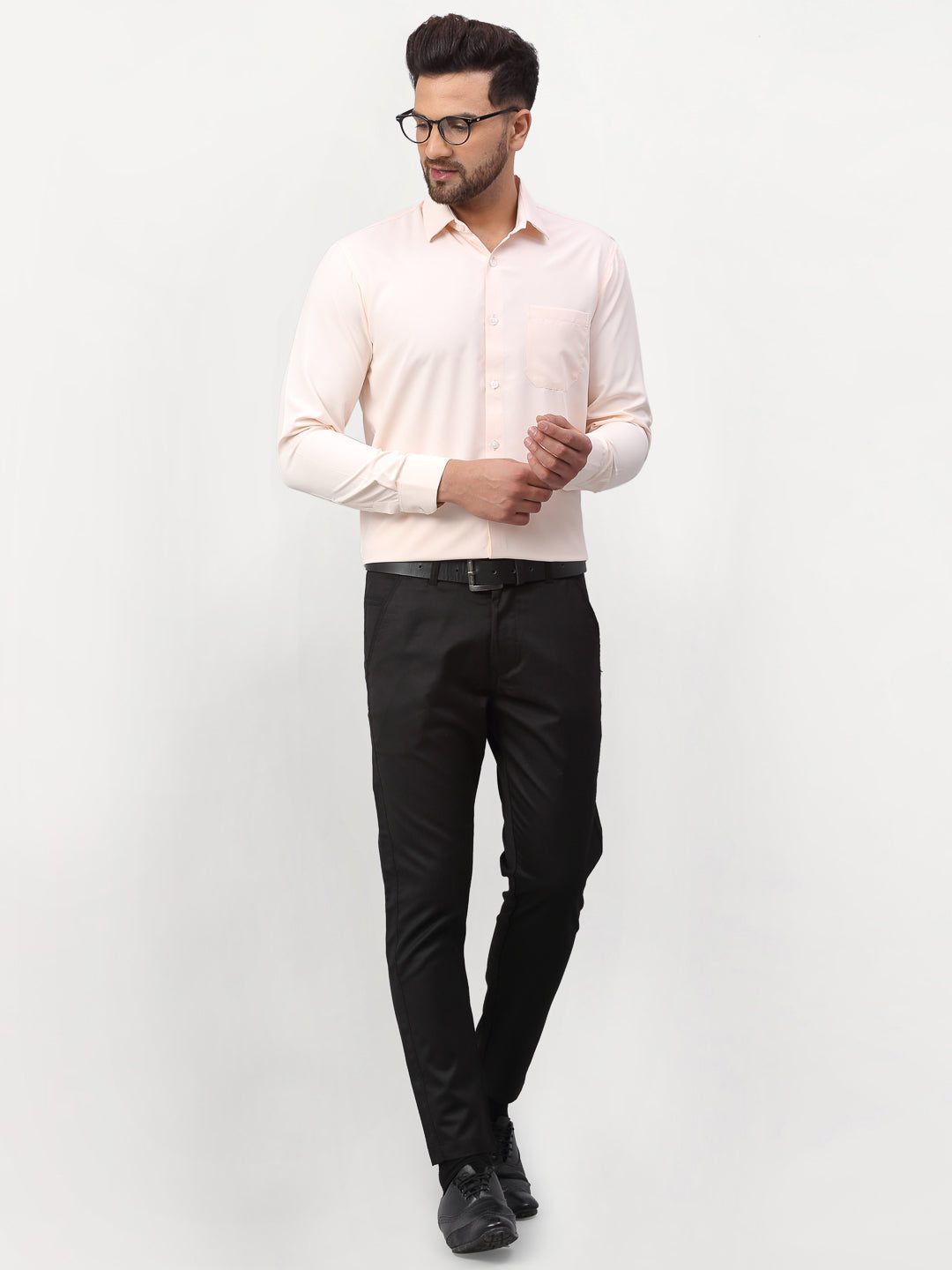 Jainish Peach Men's Solid Formal Shirts ( SF 777Peach ) - Distacart
