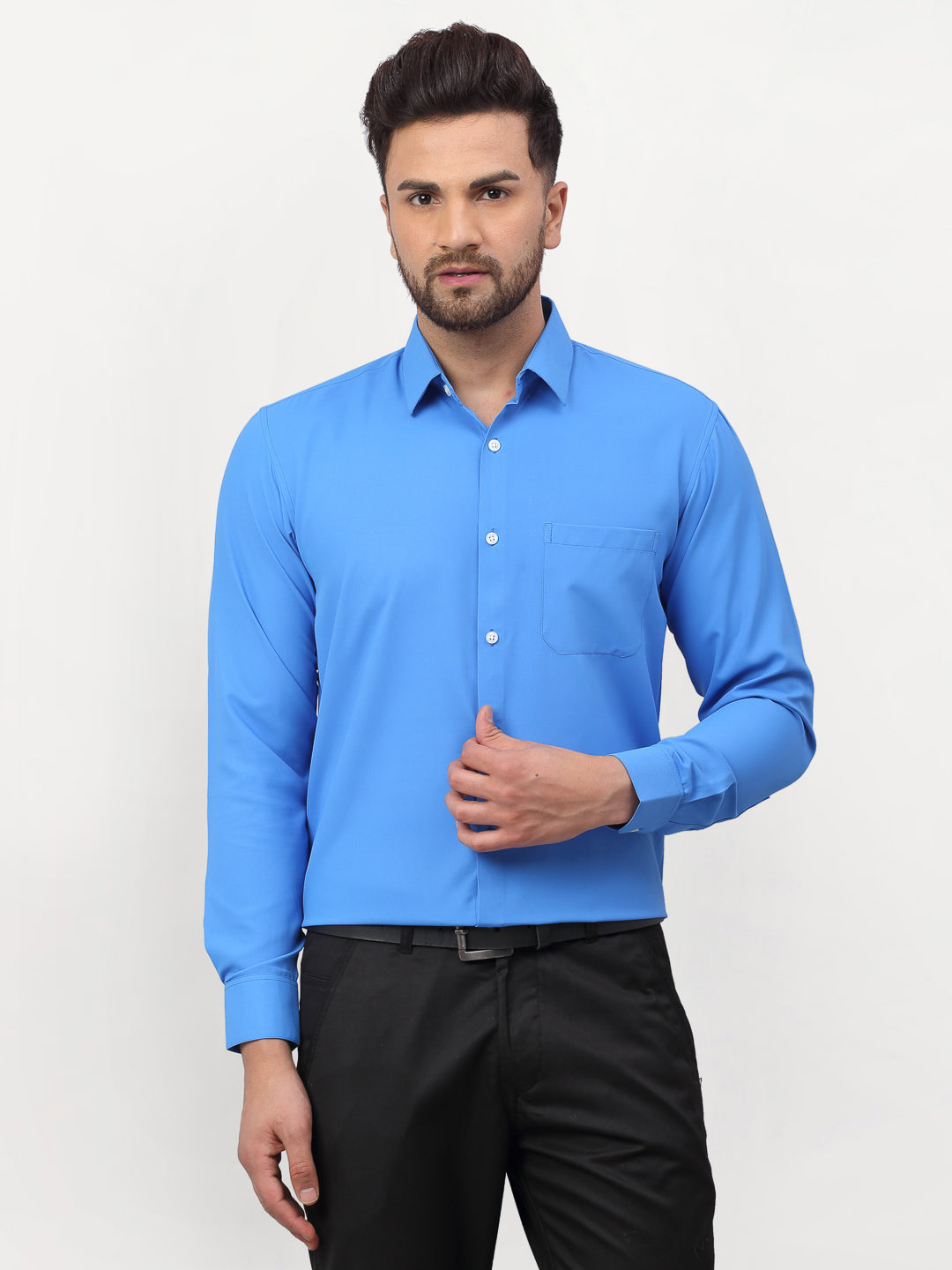Jainish Blue Men's Solid Formal Shirts ( SF 777Sky ) - Distacart