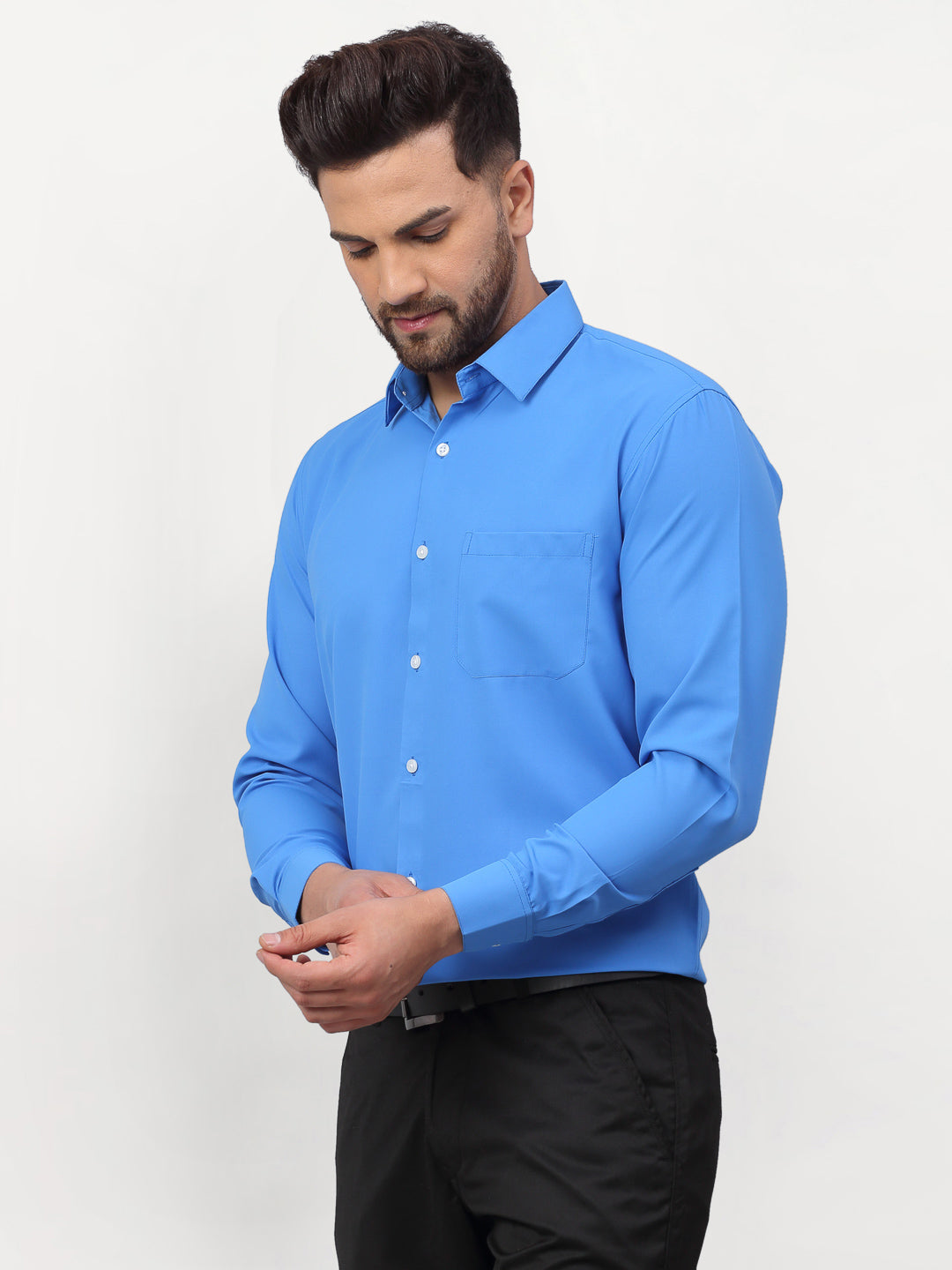 Jainish Blue Men's Solid Formal Shirts ( SF 777Sky ) - Distacart