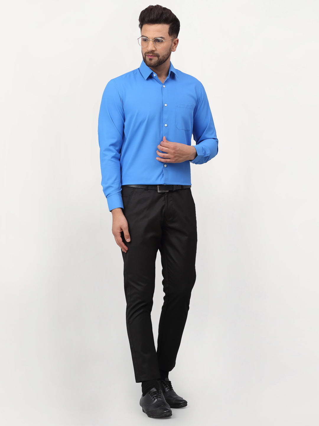 Jainish Blue Men's Solid Formal Shirts ( SF 777Sky ) - Distacart