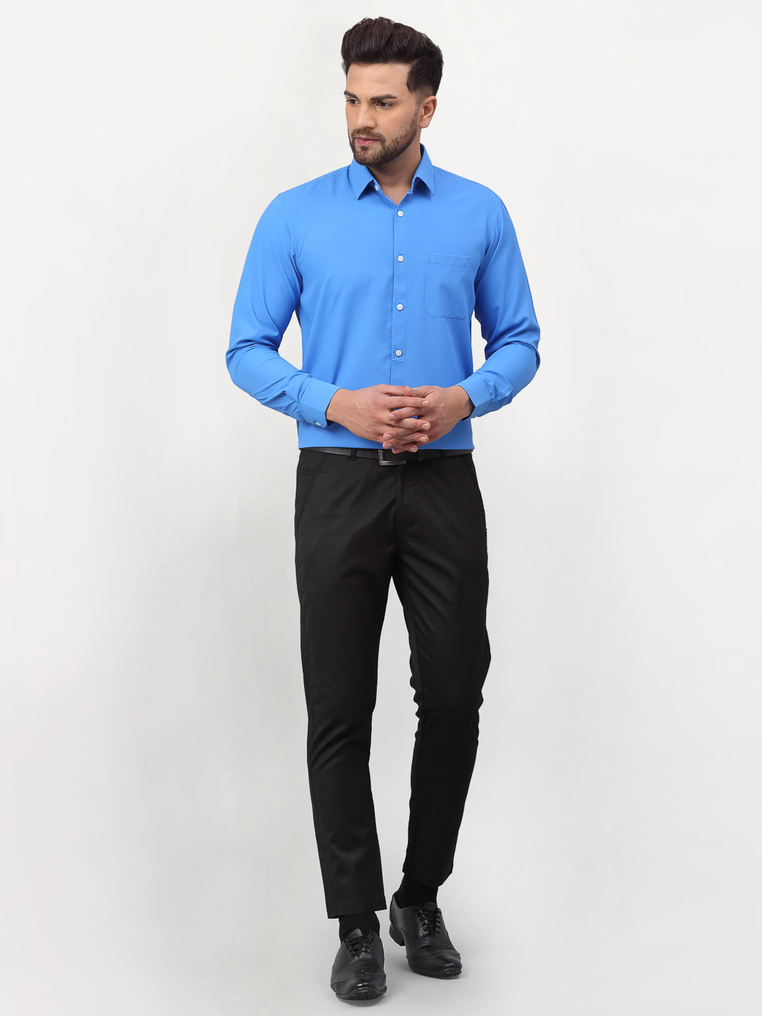 Jainish Blue Men's Solid Formal Shirts ( SF 777Sky ) - Distacart