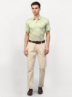 Thumbnail for Jainish Green Men's Printed Lycra Half Sleevess Formal Shirts ( SF 778Pista ) - Distacart
