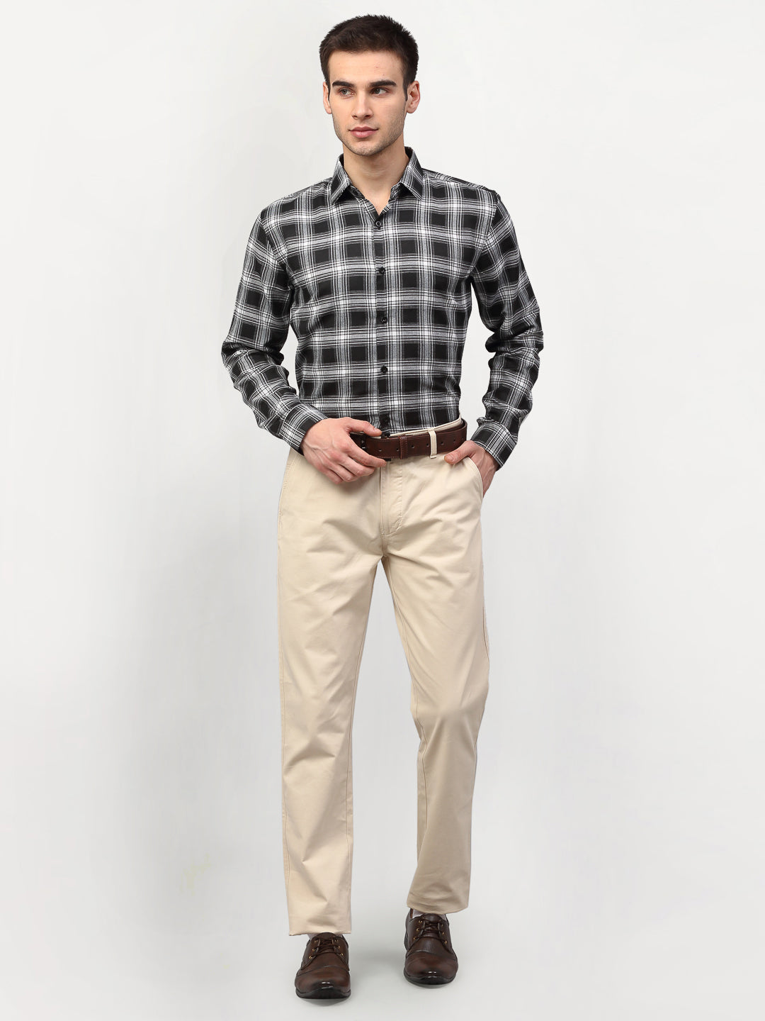 Jainish Black Men's Checked Formal Shirts ( SF 779Black ) - Distacart