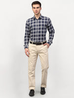 Thumbnail for Jainish Navy Blue Men's Checked Formal Shirts ( SF 779Navy ) - Distacart