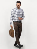 Thumbnail for Jainish White Men's Checked Formal Shirts ( SF 779White ) - Distacart