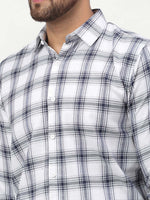Thumbnail for Jainish White Men's Checked Formal Shirts ( SF 779White ) - Distacart