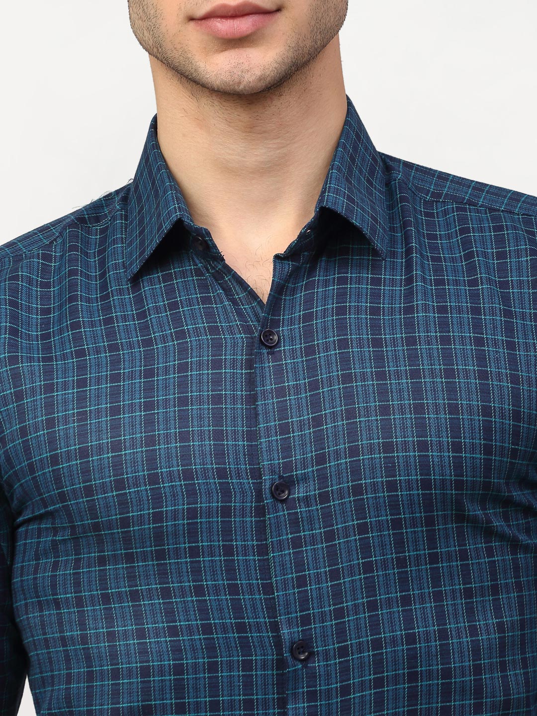 Jainish Blue Men's Checked Formal Shirts ( SF 780Blue ) - Distacart