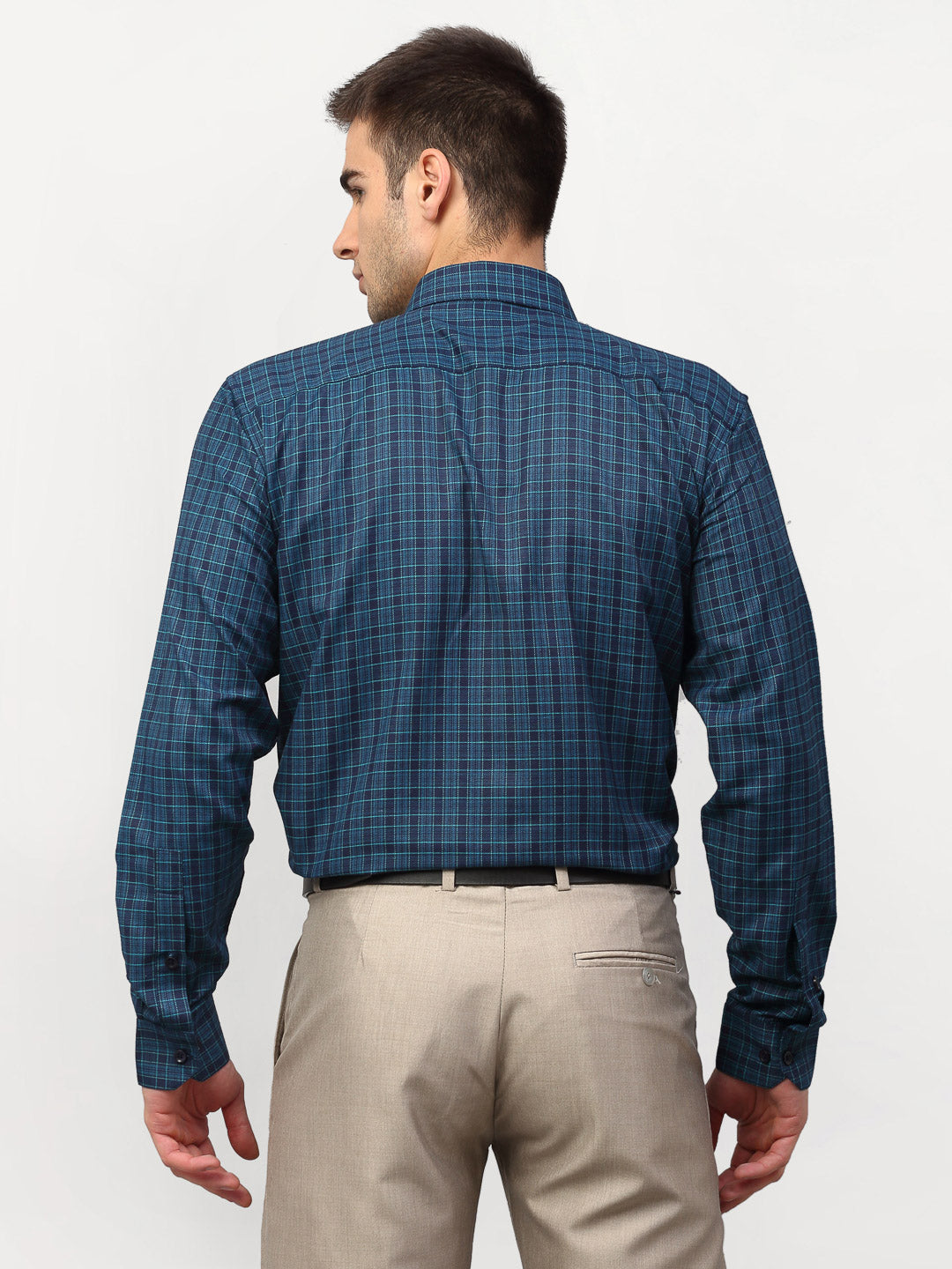 Jainish Blue Men's Checked Formal Shirts ( SF 780Blue ) - Distacart