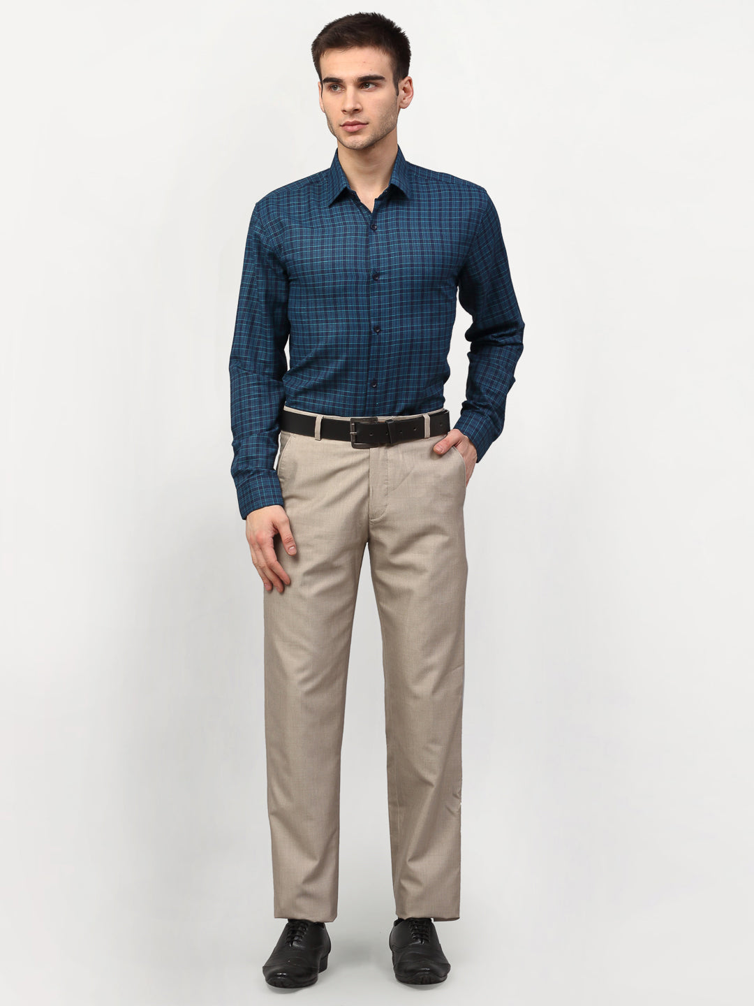 Jainish Blue Men's Checked Formal Shirts ( SF 780Blue ) - Distacart