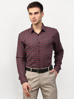 Thumbnail for Jainish Maroon Men's Checked Formal Shirts ( SF 780Maroon ) - Distacart