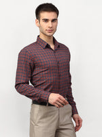 Thumbnail for Jainish Maroon Men's Checked Formal Shirts ( SF 780Maroon ) - Distacart