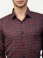 Thumbnail for Jainish Maroon Men's Checked Formal Shirts ( SF 780Maroon ) - Distacart