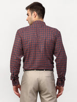 Thumbnail for Jainish Maroon Men's Checked Formal Shirts ( SF 780Maroon ) - Distacart