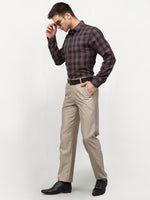 Thumbnail for Jainish Orange Men's Checked Formal Shirts ( SF 781Orange-Blue ) - Distacart