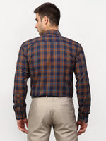 Thumbnail for Jainish Orange Men's Checked Formal Shirts ( SF 781Orange-Blue ) - Distacart