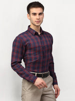Thumbnail for Jainish Red Men's Checked Formal Shirts ( SF 781Red-Blue ) - Distacart