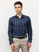 Thumbnail for Jainish Blue Men's Checked Formal Shirts ( SF 781Sky-Blue ) - Distacart