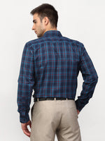 Thumbnail for Jainish Blue Men's Checked Formal Shirts ( SF 781Sky-Blue ) - Distacart