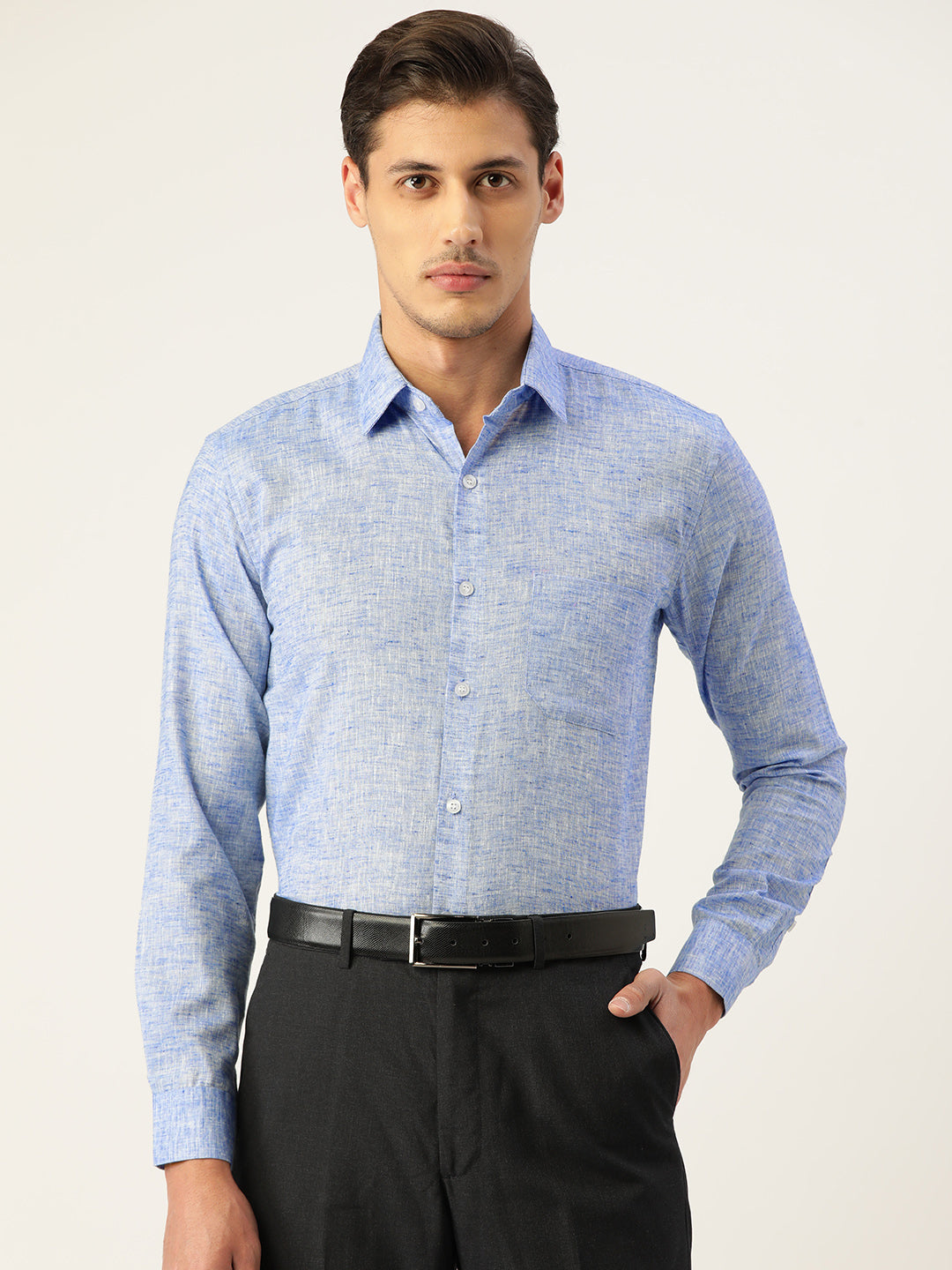 Jainish Blue Men's Solid Cotton Formal Shirt ( SF 782Blue ) - Distacart