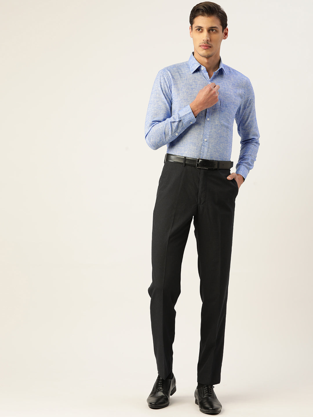 Jainish Blue Men's Solid Cotton Formal Shirt ( SF 782Blue ) - Distacart