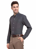 Thumbnail for Jainish Grey Melange Men's Button Down Collar Cotton Formal Shirt ( SF 785Charcoal ) - Distacart