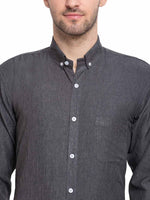 Thumbnail for Jainish Grey Melange Men's Button Down Collar Cotton Formal Shirt ( SF 785Charcoal ) - Distacart