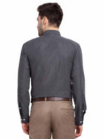 Thumbnail for Jainish Grey Melange Men's Button Down Collar Cotton Formal Shirt ( SF 785Charcoal ) - Distacart