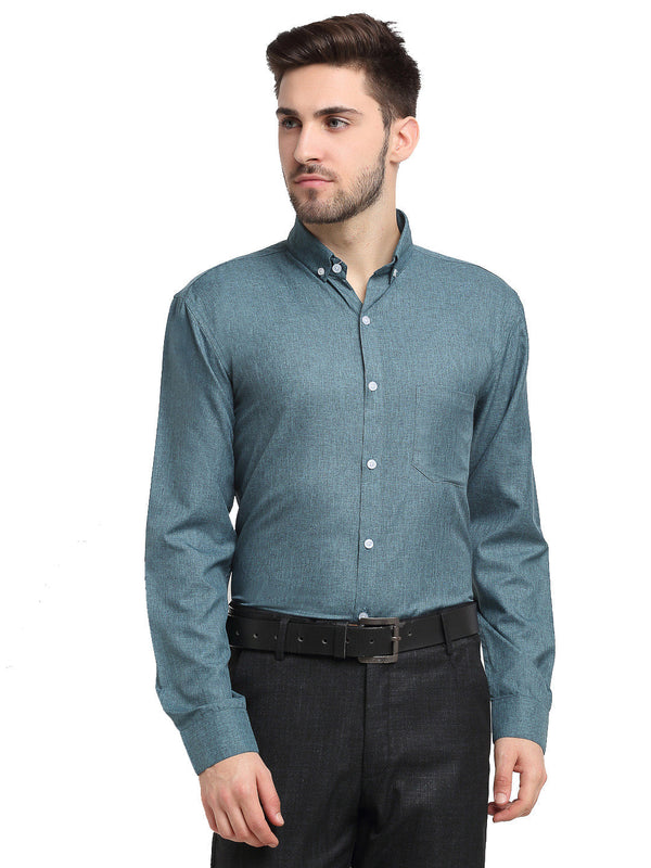 Jainish Grey Melange Men's Button Down Collar Cotton Formal Shirt ( SF 785Dark-Grey ) - Distacart