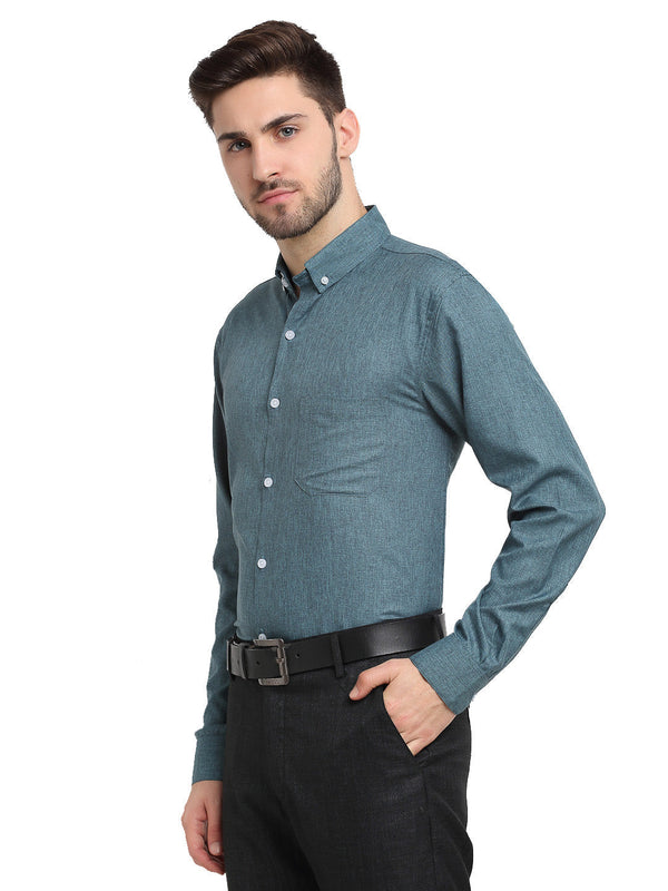 Jainish Grey Melange Men's Button Down Collar Cotton Formal Shirt ( SF 785Dark-Grey ) - Distacart