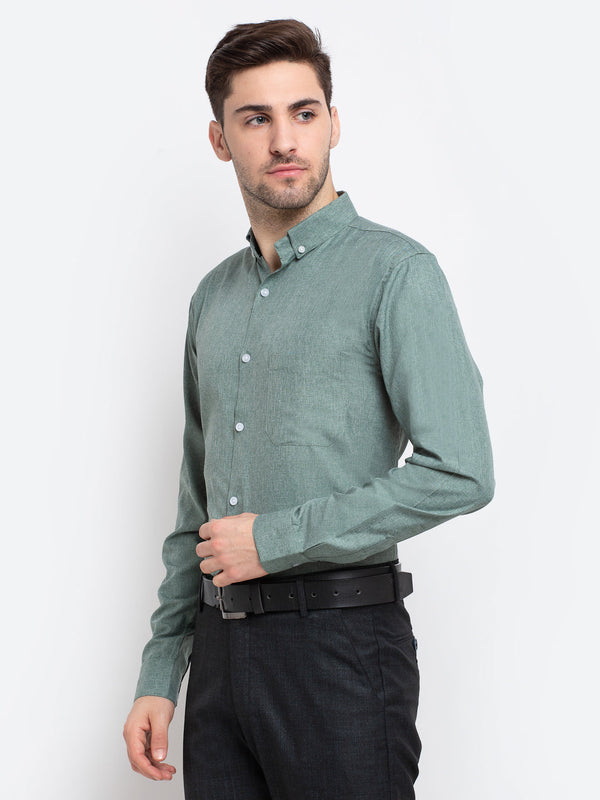 Jainish Green Men's Button Down Collar Cotton Formal Shirt ( SF 785Green ) - Distacart