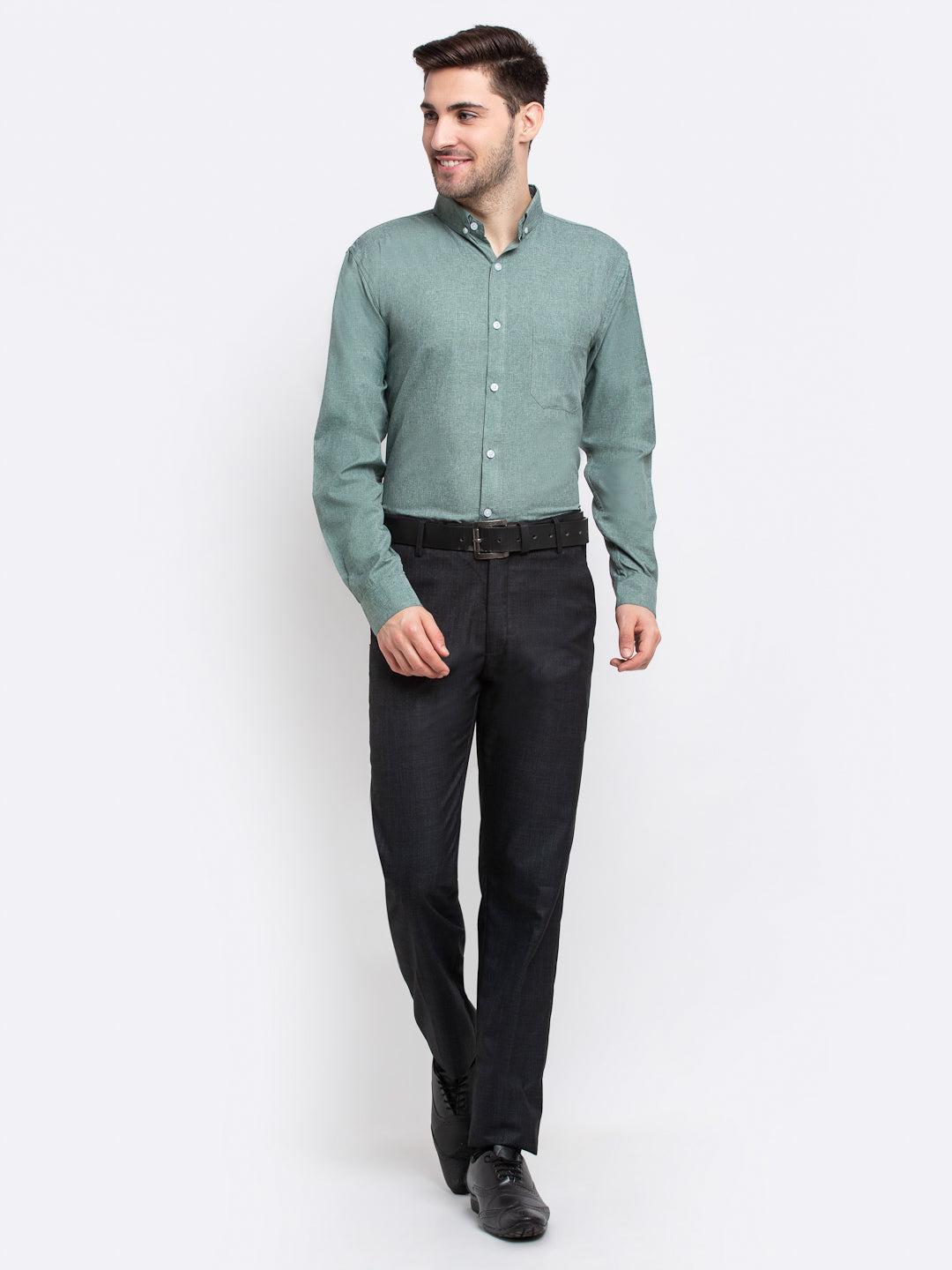 Jainish Green Men's Button Down Collar Cotton Formal Shirt ( SF 785Green ) - Distacart