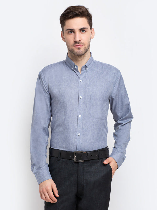 Jainish Grey Men's Button Down Collar Cotton Formal Shirt ( SF 785Grey ) - Distacart