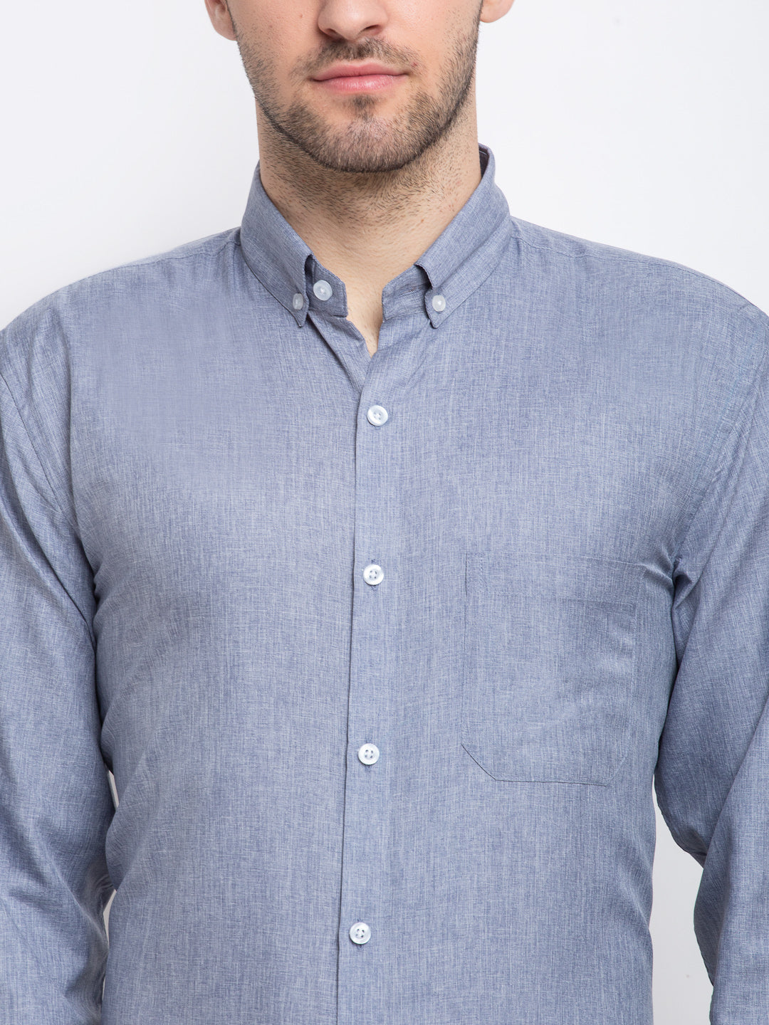 Jainish Grey Men's Button Down Collar Cotton Formal Shirt ( SF 785Grey ) - Distacart
