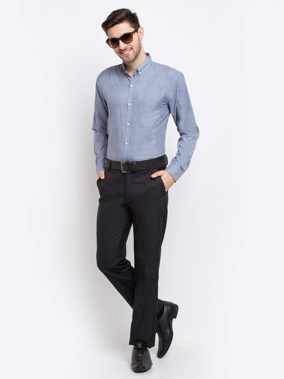 Jainish Grey Men's Button Down Collar Cotton Formal Shirt ( SF 785Grey ) - Distacart