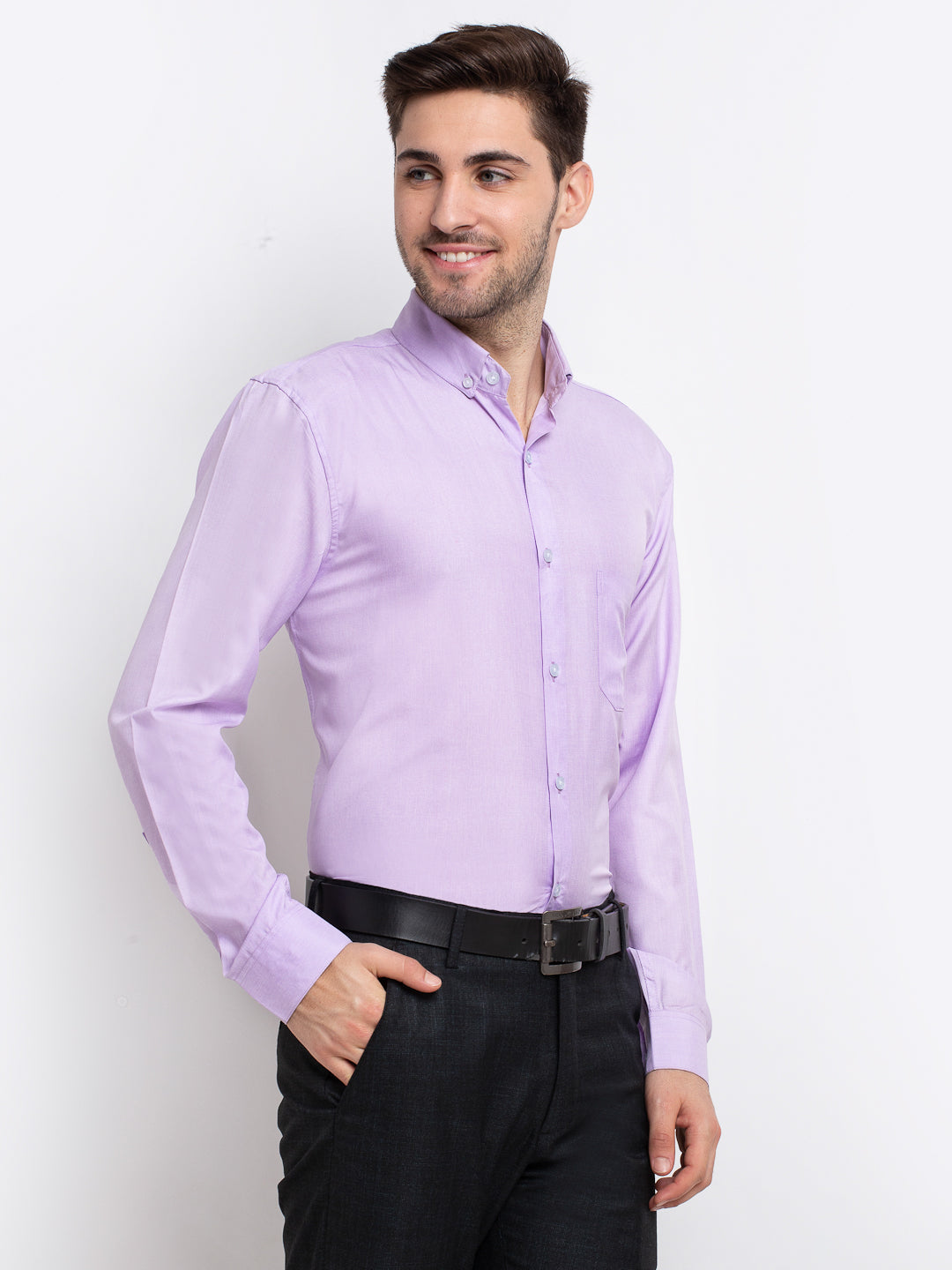Jainish Purple Men's Button Down Collar Cotton Formal Shirt ( SF 785Light-Purple ) - Distacart
