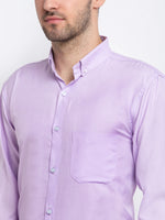 Thumbnail for Jainish Purple Men's Button Down Collar Cotton Formal Shirt ( SF 785Light-Purple ) - Distacart