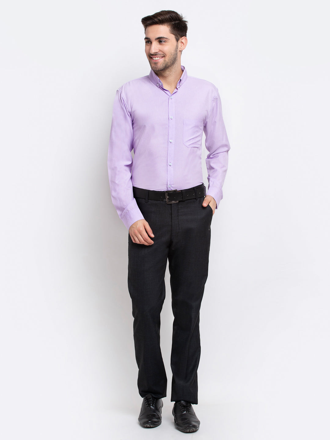 Jainish Purple Men's Button Down Collar Cotton Formal Shirt ( SF 785Light-Purple ) - Distacart