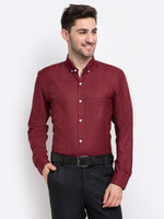 Thumbnail for Jainish Maroon Men's Button Down Collar Cotton Formal Shirt ( SF 785Maroon ) - Distacart