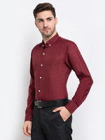 Thumbnail for Jainish Maroon Men's Button Down Collar Cotton Formal Shirt ( SF 785Maroon ) - Distacart