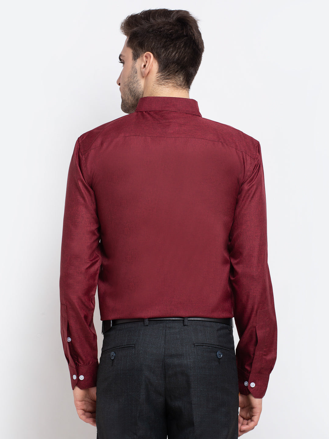 Jainish Maroon Men's Button Down Collar Cotton Formal Shirt ( SF 785Maroon ) - Distacart