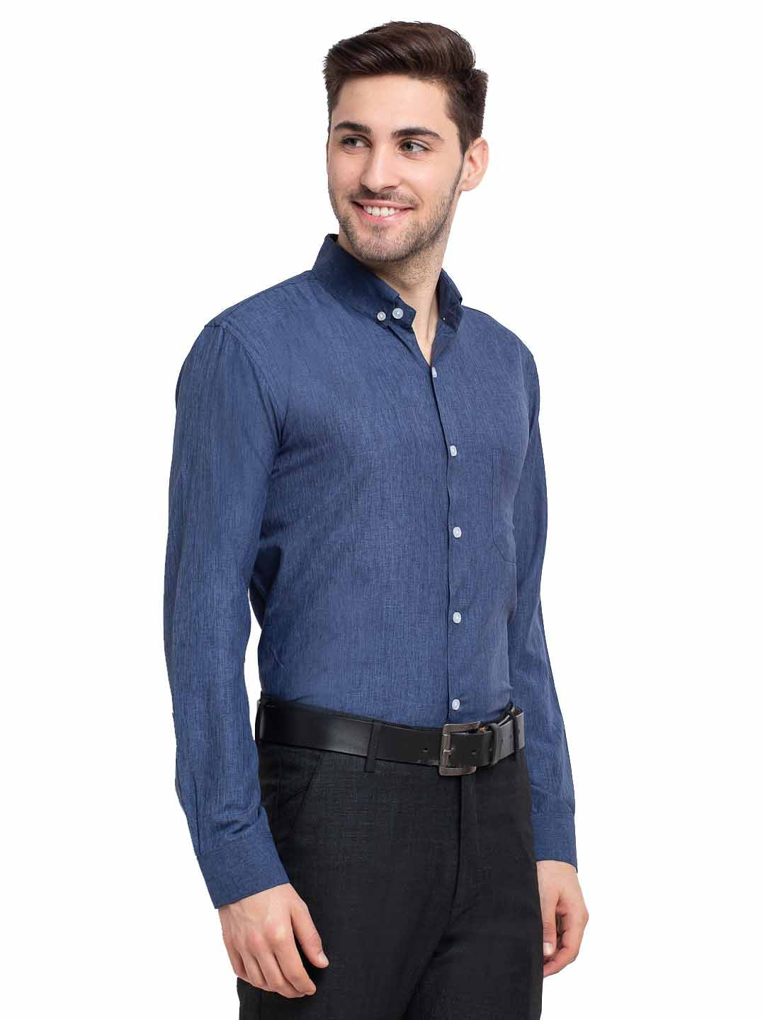 Jainish Teal Men's Button Down Collar Cotton Formal Shirt ( SF 785Teal ) - Distacart