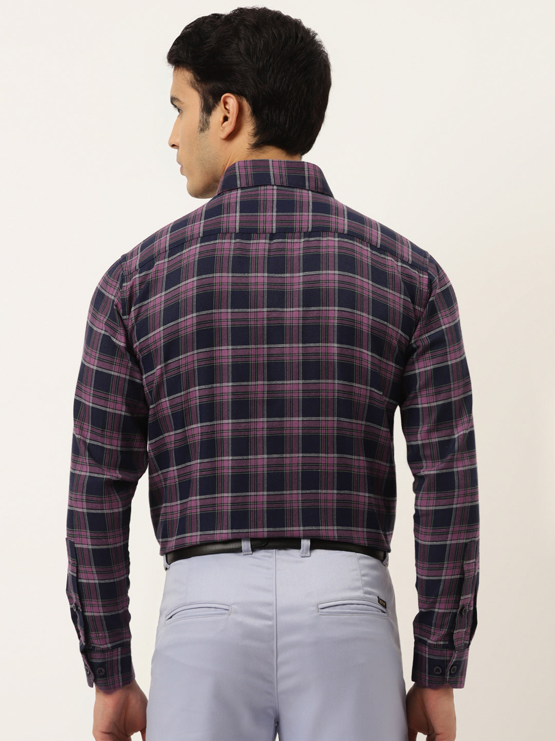 Jainish Pink Men's Formal Cotton Checked Shirt ( SF 786Pink ) - Distacart