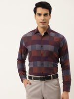 Thumbnail for Jainish Brown Men's Formal Cotton Checked Shirt ( SF 787Brown ) - Distacart