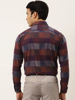 Thumbnail for Jainish Brown Men's Formal Cotton Checked Shirt ( SF 787Brown ) - Distacart