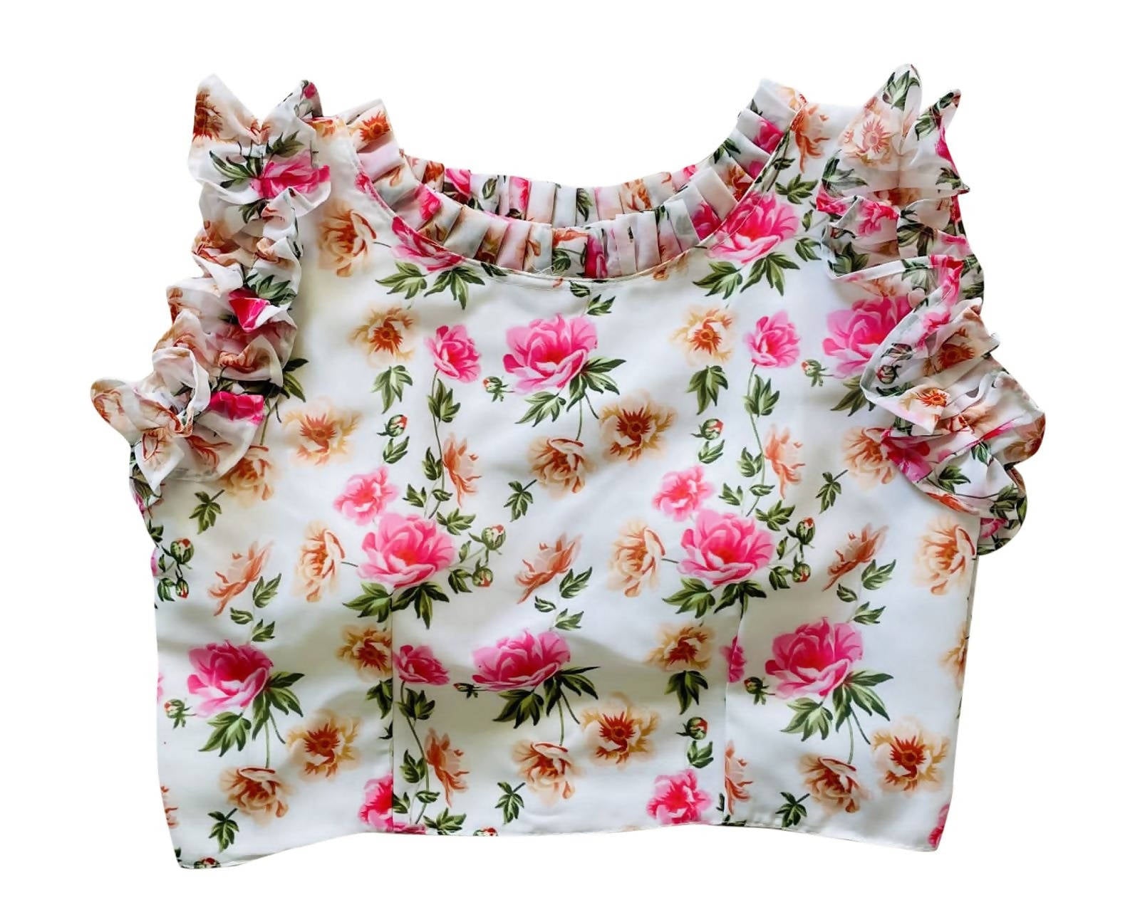 Vamika Off White Georgette Frill Blouse - Distacart